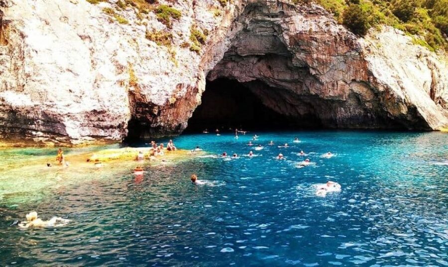 From Corfu: Paxos, Antipaxos & Blue Caves Day Trip by Boat - Swimming near Antipaxos, with no time ashore
