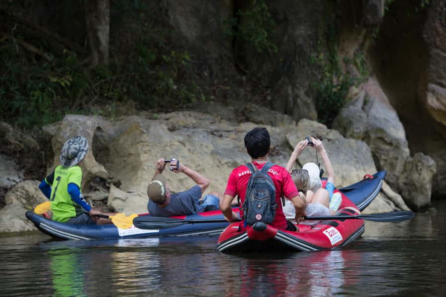 From Khao Lak: Day Trip to Khao Sok with Elephant Camp Visit - Canoeing beneath limestone cliffs