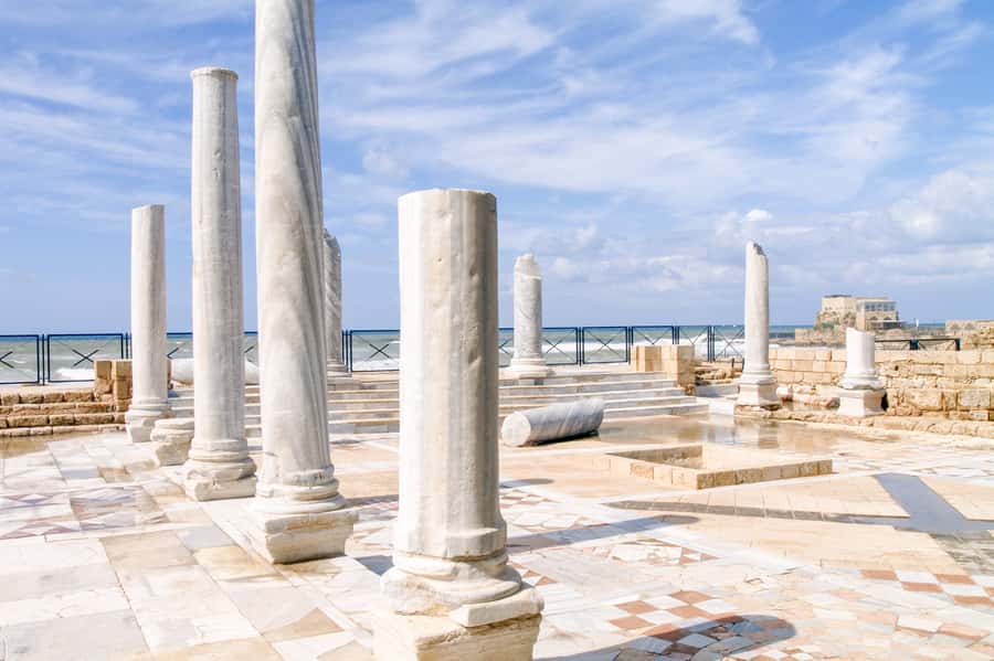 From Tel Aviv: Caesarea, Haifa and Akko Day Trip - Caesarea: Roman stones beside the Mediterranean