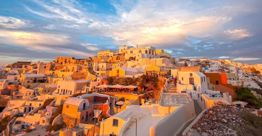 Santorini: Guided Island Day Trip with Beach Visit - Prophet Elias brings the first wide view
